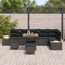 Havesofa Sæt med pude med opbevaring 9 pcs Sort Poly rattan