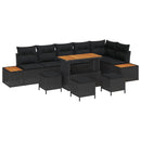 Havesofa Sæt med pude med opbevaring 10 pcs Sort Poly rattan