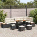 Havesofa Sæt med pude med opbevaring 10 pcs Sort Poly rattan
