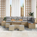 Havesofa Sæt med pude med opbevaring 10 pcs Beige Poly rattan