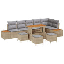 Havesofa Sæt 10 stk. 9-Antal sæder Beige Poly rattan