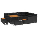 Havesofa Sæt med pude med opbevaring 12 pcs Sort Poly rattan