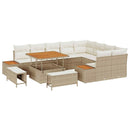 Havesofa Sæt med pude med opbevaring 12 pcs Beige Poly rattan