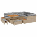 Havesofa Sæt med pude med opbevaring 12 pcs Beige Poly rattan