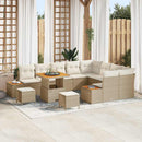 Havesofa Sæt med pude med opbevaring 12 pcs Beige Poly rattan