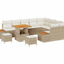 Havesofa Sæt med pude med opbevaring 12 pcs Beige Poly rattan