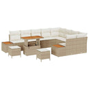 Havesofa Sæt med pude med opbevaring 12 pcs Beige Poly rattan