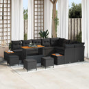 Havesofa Sæt med pude med opbevaring 13 pcs Sort Poly rattan