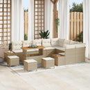 Havesofa Sæt med pude med opbevaring 13 pcs Beige Poly rattan