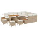 Havesofa Sæt med pude med opbevaring 13 pcs Beige Poly rattan