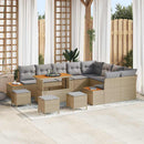 Havesofa Sæt med pude med opbevaring 13 pcs Beige Poly rattan