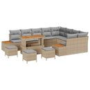 Havesofa Sæt med pude med opbevaring 13 pcs Beige Poly rattan