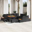 Havesofa Sæt med pude med opbevaring 13 pcs Sort Poly rattan