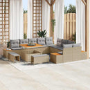 Havesofa Sæt med pude med opbevaring 13 pcs Beige Poly rattan
