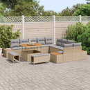 Havesofa Sæt med pude med opbevaring 13 pcs Beige Poly rattan
