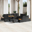 Havesofa Sæt med pude med opbevaring 13 pcs Sort Poly rattan