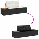 Havesofa Sæt med pude med opbevaring 13 pcs Sort Poly rattan