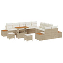Havesofa Sæt med pude med opbevaring 13 pcs Beige Poly rattan