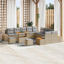 Havesofa Sæt med pude med opbevaring 13 pcs Beige Poly rattan