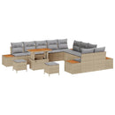 Havesofa Sæt med pude med opbevaring 13 pcs Beige Poly rattan