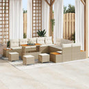 Havesofa Sæt med pude med opbevaring 14 pcs Beige Poly rattan