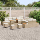 Havesofa Sæt med pude med opbevaring 14 pcs Beige Poly rattan