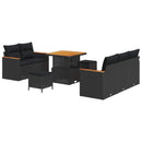 Havesofa Sæt med pude 10 pcs Sort polyrattan
