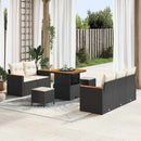 Havesofa Sæt med pude 10 pcs Sort og Cream polyrattan