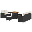Havesofa Sæt med pude 10 pcs Sort og Cream polyrattan