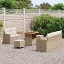 Havesofa Sæt med pude 10 pcs Beige og creme polyrattan