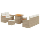 Havesofa Sæt med pude 10 pcs Beige og creme polyrattan
