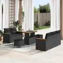 Havesofa Sæt med pude 10 pcs Sort polyrattan