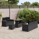 Havesofa Sæt med pude 10 pcs Sort polyrattan