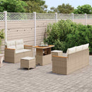 Havesofa Sæt med pude 10 pcs Beige og creme polyrattan