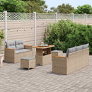 Havesofa Sæt med pude 10 pcs Beige og lys grå polyrattan