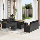 Havesofa Sæt med pude 11 pcs Sort polyrattan