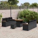 Havesofa Sæt med pude 11 pcs Sort polyrattan