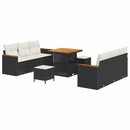 Havesofa Sæt med pude 11 pcs Sort og Cream polyrattan