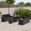 Havesofa Sæt med pude 11 pcs Sort polyrattan
