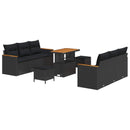 Havesofa Sæt med pude 11 pcs Sort polyrattan