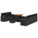 Havesofa Sæt med pude 14 pcs Sort polyrattan