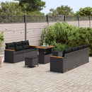 Havesofa Sæt med pude 14 pcs Sort polyrattan