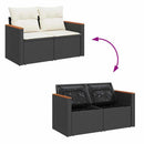 Havesofa Sæt med pude 14 pcs Sort og Cream polyrattan