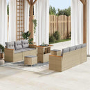 Havesofa Sæt med pude 14 pcs Beige og lys grå polyrattan