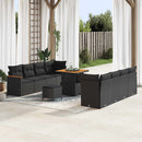 Havesofa Sæt med pude 12 pcs Sort polyrattan