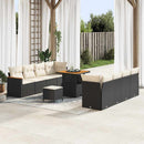 Havesofa Sæt med pude 12 pcs Sort polyrattan
