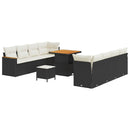 Havesofa Sæt med pude 12 pcs Sort polyrattan