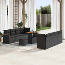 Havesofa Sæt med pude 12 pcs Sort polyrattan