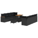 Havesofa Sæt med pude 12 pcs Sort polyrattan