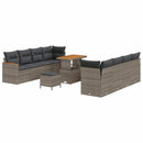 Havesofa Sæt med pude 12 pcs Grå polyrattan